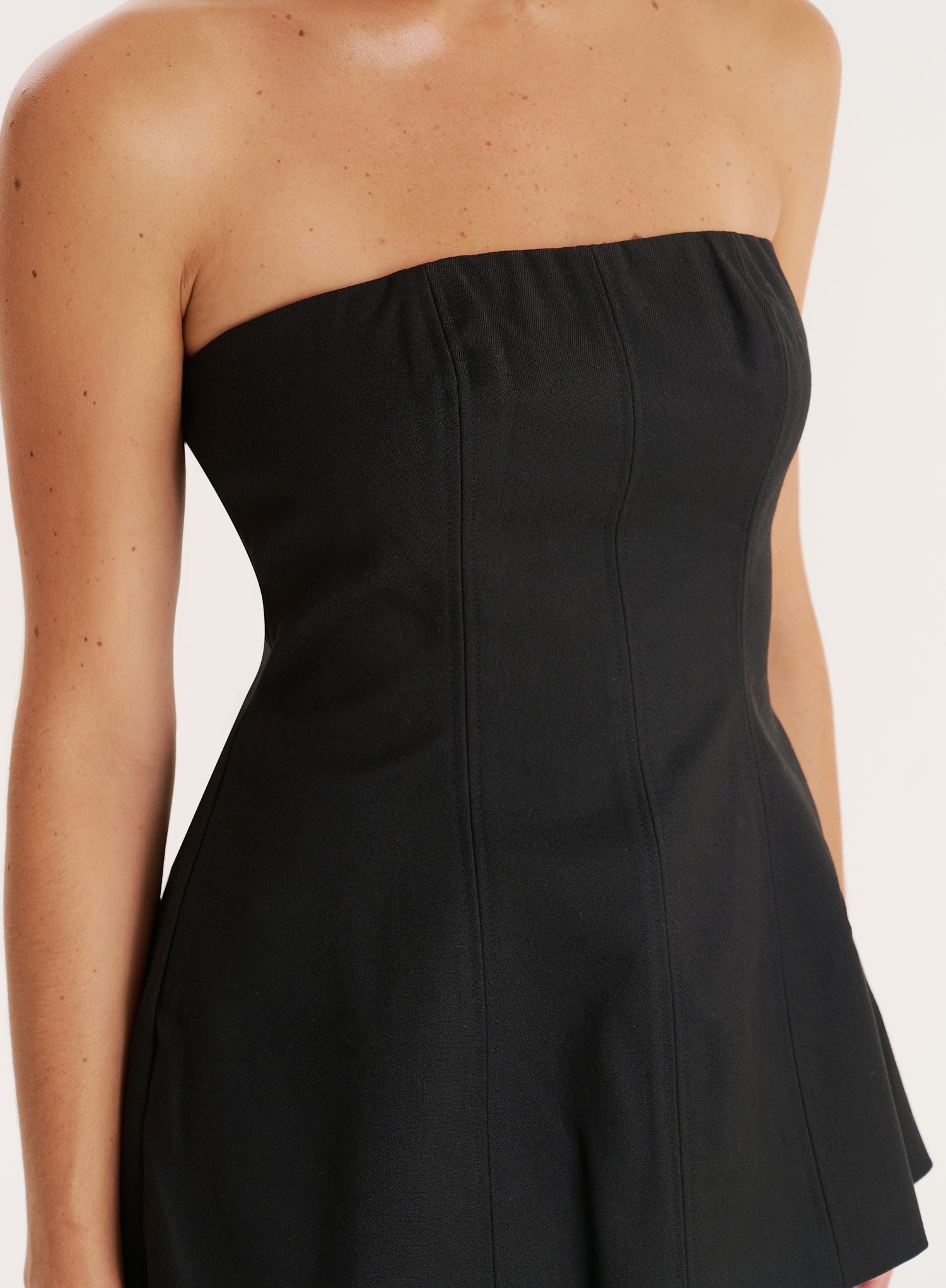 Black Tailored Bandeau Top